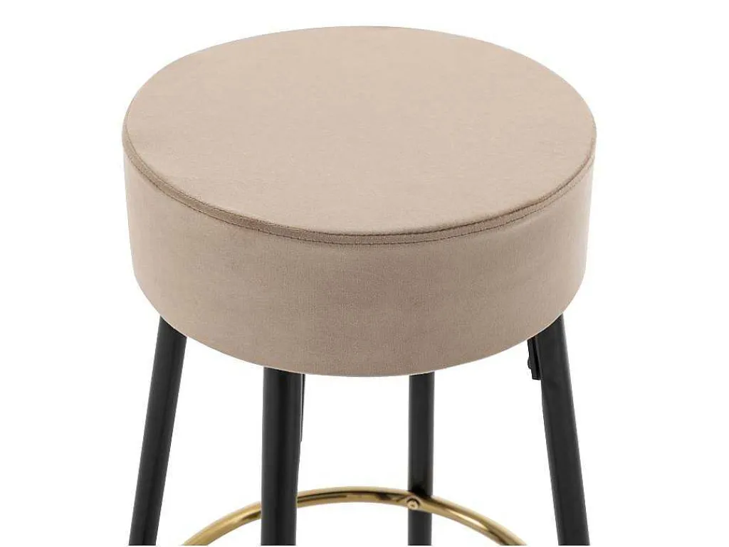 Set Van 2 Barkrukken Van Velours En Zwart Staal - Beige En Goudkleurig - Belinio I-Vente-unique Discount