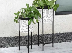 Set Van 2 Bloembakken Op Poot Van Metaal - D20 X H53 Cm En D25 X H69 Cm - Zwart En Wit - Capoli-OZAIA Sale