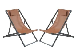 Set Van 2 Chileense Ligstoelen Van Aluminium - Terracotta - Anilio Van-MYLIA Clearance