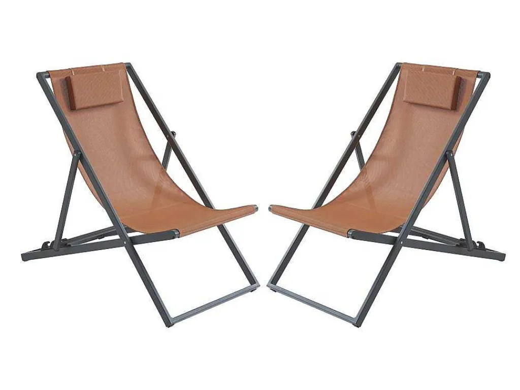 Set Van 2 Chileense Ligstoelen Van Aluminium - Terracotta - Anilio Van-MYLIA Clearance