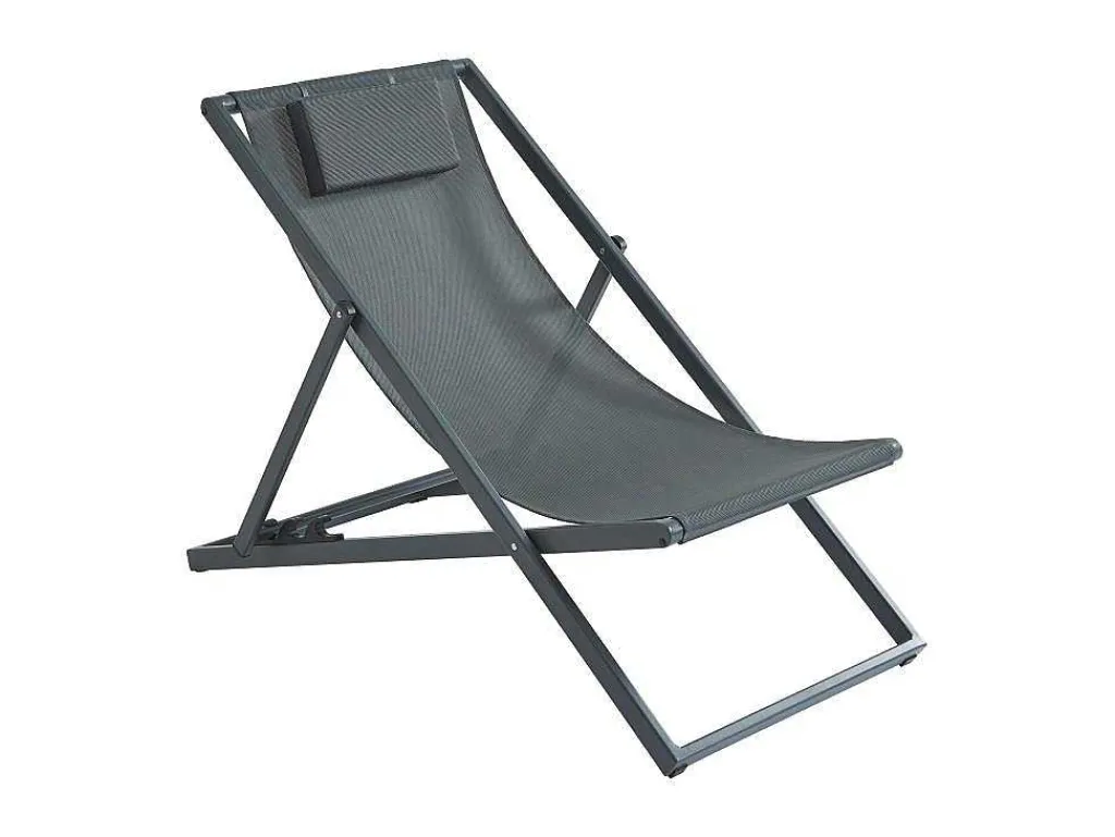 Set Van 2 Chileense Ligstoelen Van Aluminium - Antraciet - Anilio Van-MYLIA Sale