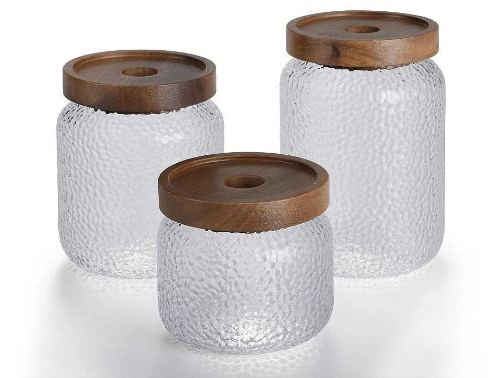 Set Van 3 Conservepotten Voor Voedingswaren - 3 Afmetingen - Glas - Transparant - Festini-OZAIA Best