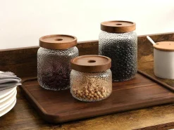 Set Van 3 Conservepotten Voor Voedingswaren - 3 Afmetingen - Glas - Transparant - Festini-OZAIA Best