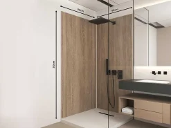 Set Van 2 Douchewandpanelen Met Houteffect Van Aluminium Met Profielen - 2 X L90 X H210 Cm Eneko-Shower & Design Online