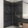 Set Van 2 Douchewandpanelen Met Marmereffect Van Aluminium Met Profielen - 2 X L90 X H210 Cm Eneko-Shower & Design