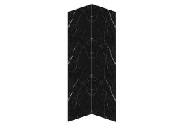Set Van 2 Douchewandpanelen Met Marmereffect Van Aluminium Met Profielen - 2 X L90 X H210 Cm Eneko-Shower & Design