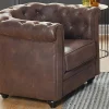Set Van 2 Fauteuils Chesterfield Van Microvezel Met Vintage Look-Vente-unique Outlet