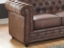 Set Van 2 Fauteuils Chesterfield Van Microvezel Met Vintage Look-Vente-unique Outlet