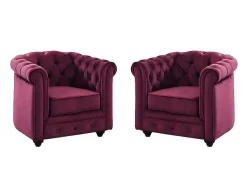 Set Van 2 Fauteuils Chesterfield - Fluweel Paars-Vente-unique Discount
