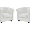 Set Van 2 Fauteuils Van Buffelleer Chesterfield - Wit-Vente-unique Outlet