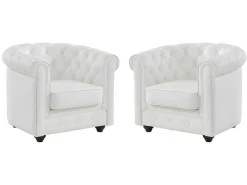 Set Van 2 Fauteuils Van Buffelleer Chesterfield - Wit-Vente-unique Outlet