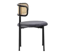Set Van 2 Fluwelen En Rotan Stoelen - Metalen Poten - Grijs-ModernLuxe Discount