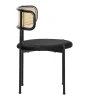 Set Van 2 Fluwelen En Rotan Stoelen - Metalen Poten - Zwart-ModernLuxe Clearance