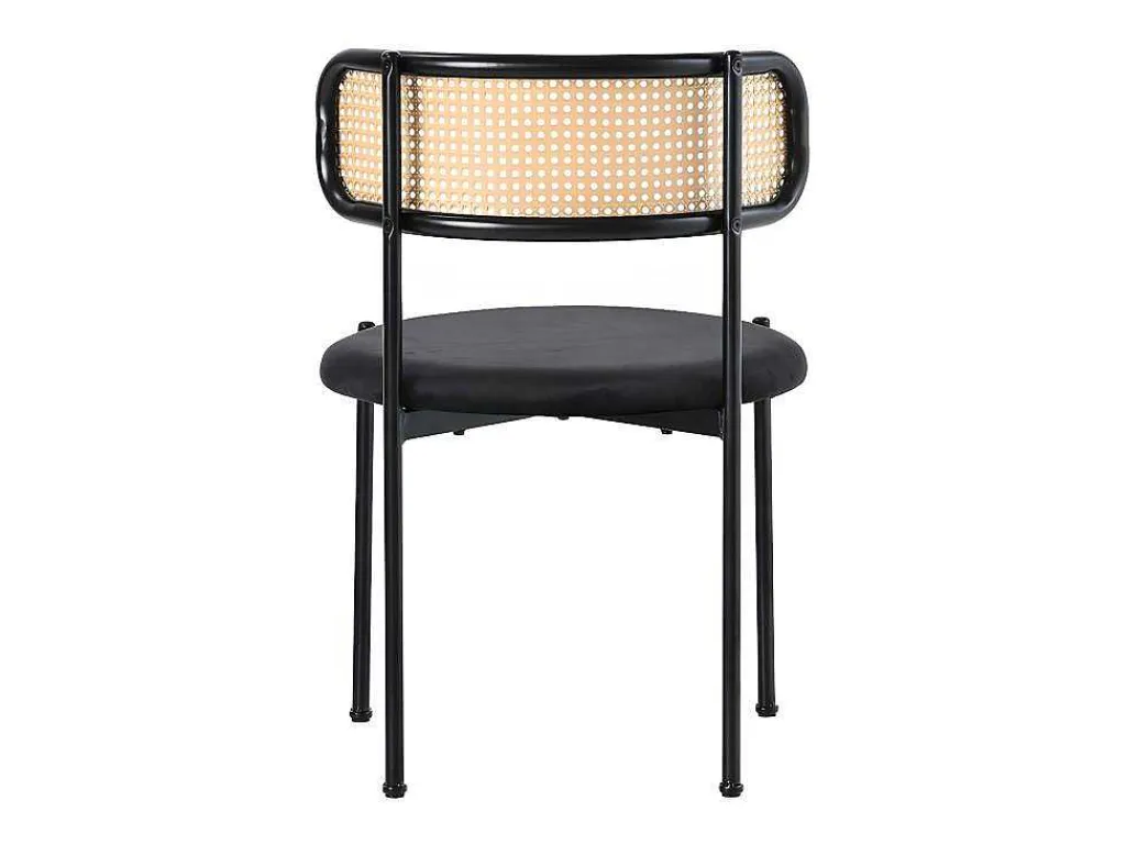 Set Van 2 Fluwelen En Rotan Stoelen - Metalen Poten - Zwart-ModernLuxe Clearance