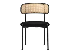 Set Van 2 Fluwelen En Rotan Stoelen - Metalen Poten - Zwart-ModernLuxe Clearance