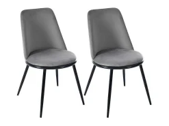 Set Van 2 Fluwelen Gestoffeerde Stoelen Met Rugleuning - Zwart Metalen Structuur - Grijs-ModernLuxe Best