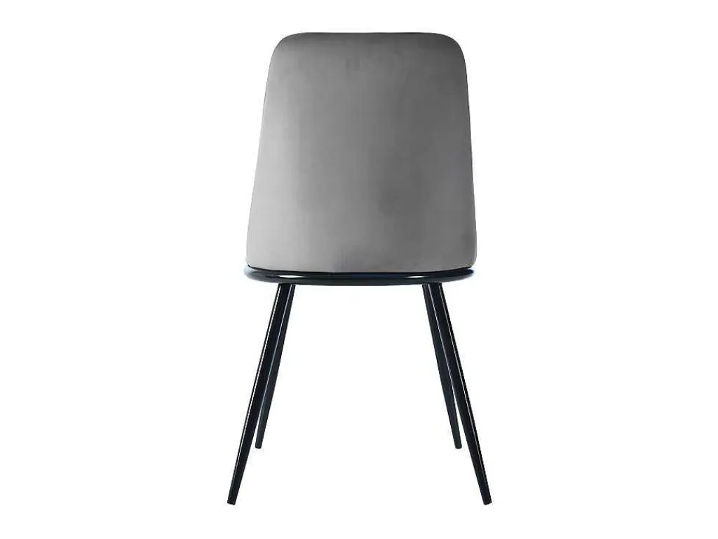 Set Van 2 Fluwelen Gestoffeerde Stoelen Met Rugleuning - Zwart Metalen Structuur - Grijs-ModernLuxe Best