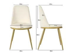 Set Van 4 Fluwelen Gestoffeerde Stoelen Met Rugleuning - Goud Metalen Structuur - Beige-ModernLuxe Hot