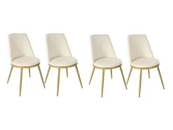 Set Van 4 Fluwelen Gestoffeerde Stoelen Met Rugleuning - Goud Metalen Structuur - Beige-ModernLuxe Hot