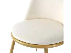 Set Van 4 Fluwelen Gestoffeerde Stoelen Met Rugleuning - Goud Metalen Structuur - Beige-ModernLuxe Hot