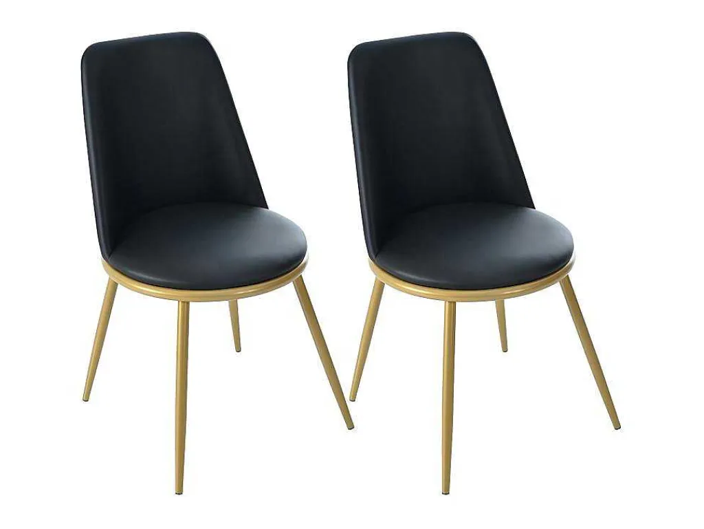 Set Van 4 Fluwelen Gestoffeerde Stoelen Met Rugleuning - Goudkleurige Metalen Structuur - Zwart-ModernLuxe Discount