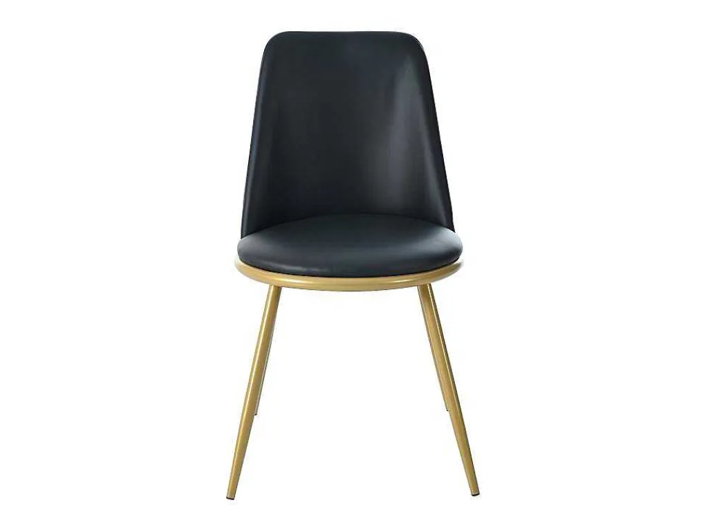 Set Van 4 Fluwelen Gestoffeerde Stoelen Met Rugleuning - Goudkleurige Metalen Structuur - Zwart-ModernLuxe Discount