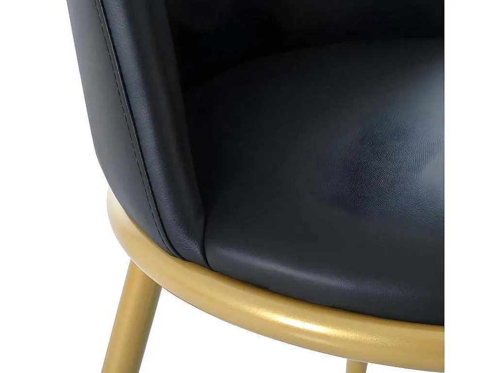 Set Van 4 Fluwelen Gestoffeerde Stoelen Met Rugleuning - Goudkleurige Metalen Structuur - Zwart-ModernLuxe Discount