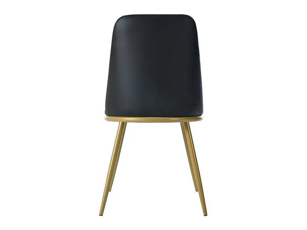 Set Van 4 Fluwelen Gestoffeerde Stoelen Met Rugleuning - Goudkleurige Metalen Structuur - Zwart-ModernLuxe Discount