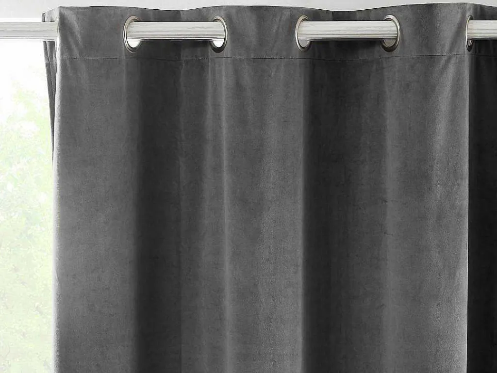 Set Van 2 Fluwelen Gordijnen - 140 X 260 Cm - Grijs - Ahtari-OZAIA Best