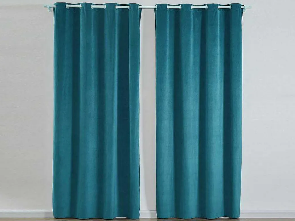 Set Van 2 Fluwelen Gordijnen - 140 X 260 Cm - Blauw - Ahtari-OZAIA Online