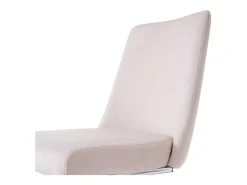 Set Van 2 Fluwelen Sledestoelen - Rugleuning Ruitpatroon - Onderstel Zilverkleurig Metaal - Beige-ModernLuxe Hot