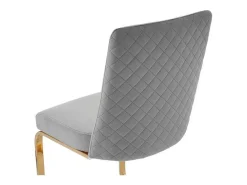 Set Van 4 Fluwelen Sledestoelen - Rugleuning Ruitpatroon - Onderstel Goudkleurig Metaal - Grijs-ModernLuxe Online