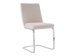 Set Van 4 Fluwelen Sledestoelen - Rugleuning Ruitpatroon - Onderstel Zilverkleurig Metaal - Beige-ModernLuxe New