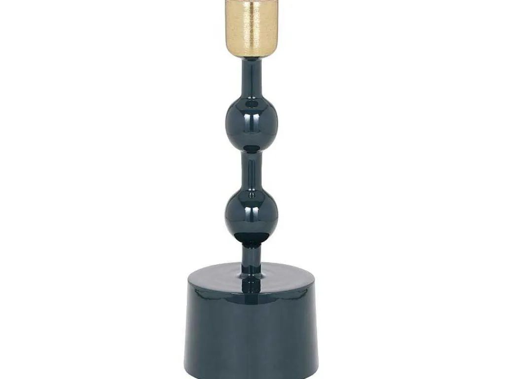 Set Van 2 Geemailleerde Aluminium Kandelaars - H.26,5 Cm En H.22 Cm - Eend Blauw - Parina-OZAIA Best