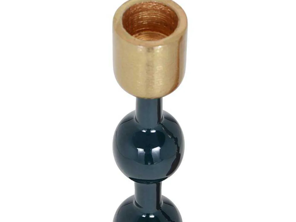 Set Van 2 Geemailleerde Aluminium Kandelaars - H.26,5 Cm En H.22 Cm - Eend Blauw - Parina-OZAIA Best
