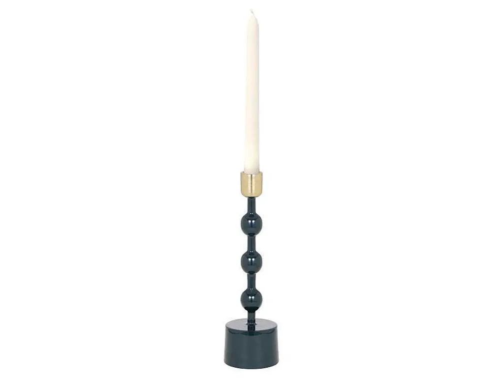 Set Van 2 Geemailleerde Aluminium Kandelaars - H.26,5 Cm En H.22 Cm - Eend Blauw - Parina-OZAIA Best