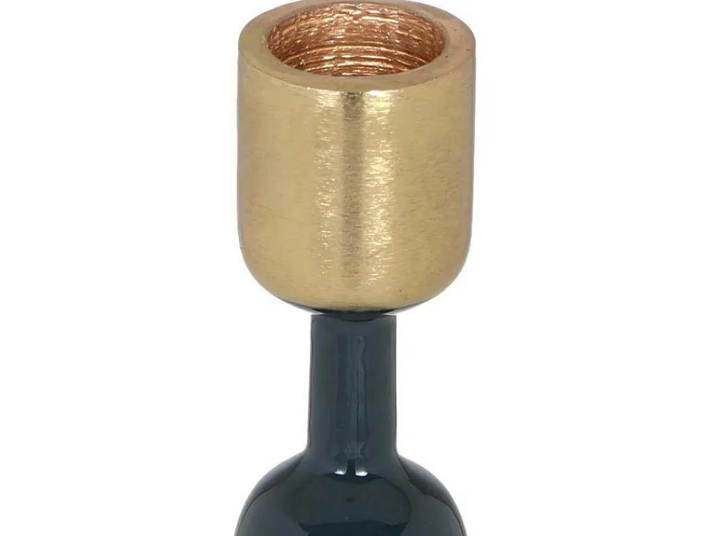 Set Van 2 Geemailleerde Aluminium Kandelaars - H.26,5 Cm En H.22 Cm - Eend Blauw - Parina-OZAIA Best