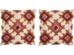 Set Van 2 Getufte En Bedrukte Kussens - 45 X 45 Cm - Katoen - Meerdere Kleuren - Magna-OZAIA Clearance