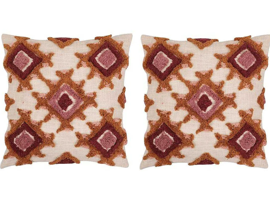 Set Van 2 Getufte En Bedrukte Kussens - 45 X 45 Cm - Katoen - Meerdere Kleuren - Magna-OZAIA Clearance