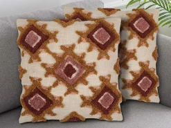 Set Van 2 Getufte En Bedrukte Kussens - 45 X 45 Cm - Katoen - Meerdere Kleuren - Magna-OZAIA Clearance