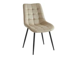Set Van 6 Gewatteerde Stoelen - Velours En Zwart Metaal - Beige - Ollua-Vente-unique Discount