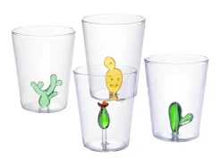 Set Van 4 Glazen Met Cactus - Transparant En Groen - O8 X H10 Cm - Puntia-OZAIA New