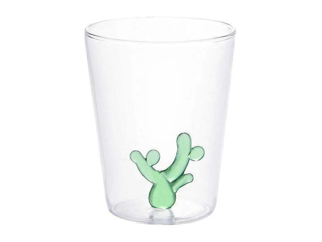 Set Van 4 Glazen Met Cactus - Transparant En Groen - O8 X H10 Cm - Puntia-OZAIA New