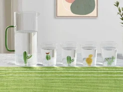 Set Van 4 Glazen Met Cactus - Transparant En Groen - O8 X H10 Cm - Puntia-OZAIA New