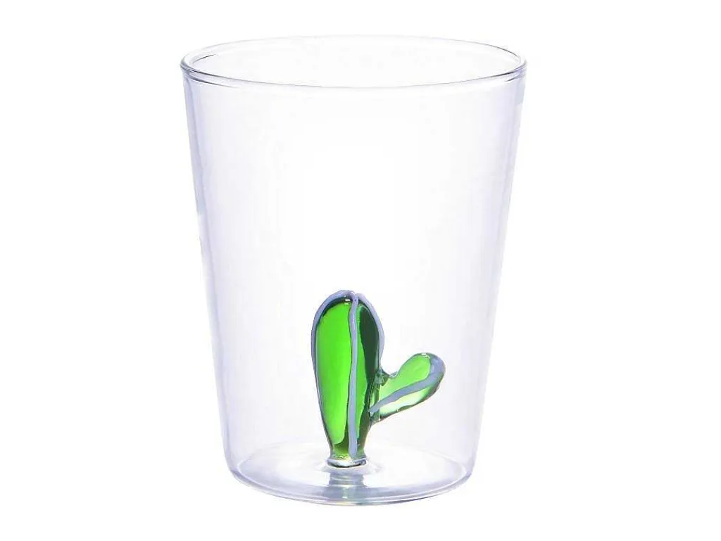 Set Van 4 Glazen Met Cactus - Transparant En Groen - O8 X H10 Cm - Puntia-OZAIA New