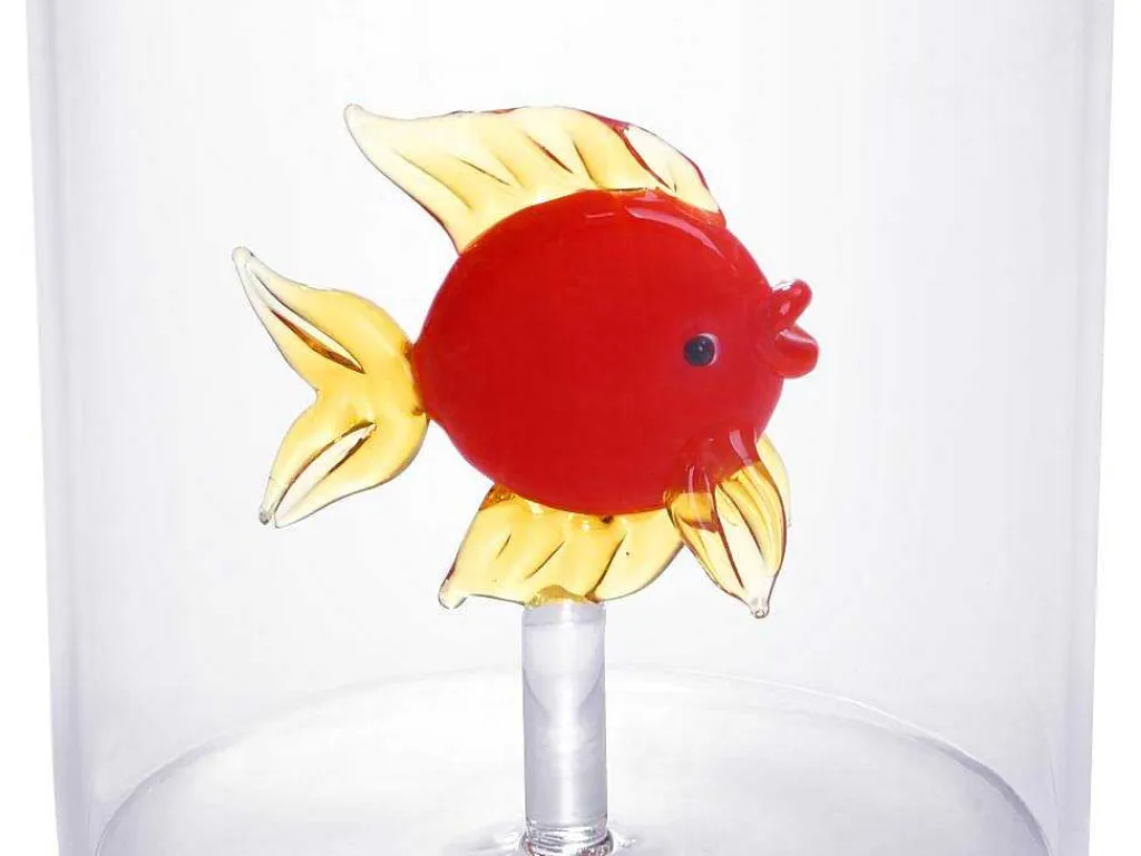 Set Van 4 Glazen Met Diertjes - Transparant En Rood Geblazen Glas - O7,5 Cm X H9,5 Cm - Apuna-OZAIA New