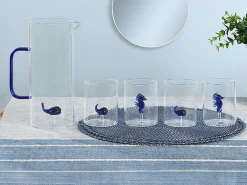 Set Van 4 Glazen Met Walvissen En Zeepaardjes - Transparant En Blauw - O7,5 X H9,5 Cm - Parasa-OZAIA New