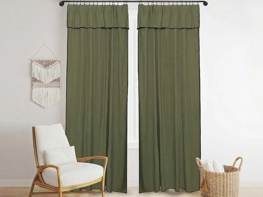 Set Van 2 Gordijnen Van Katoen En Linnen - 140 X 280 Cm - Kaki - Borina-OZAIA Best