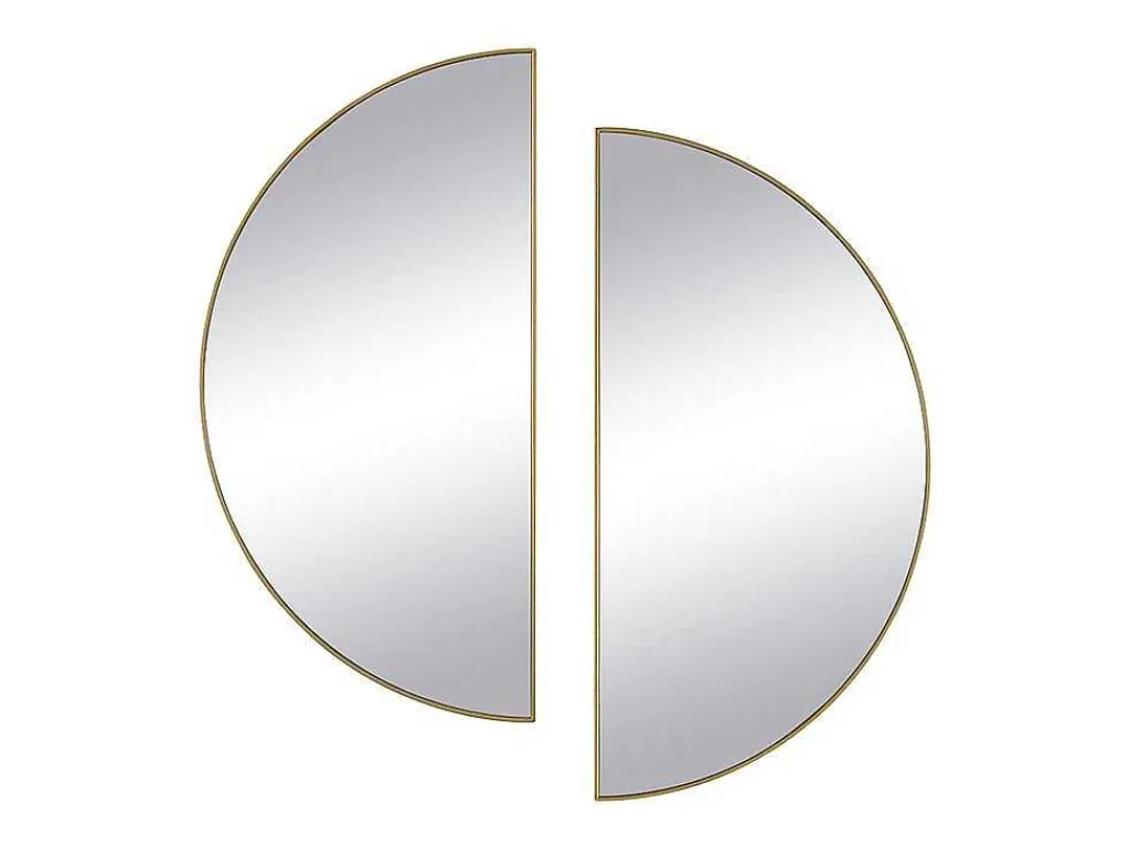 Set Van 2 Halfronde Spiegels In Metaal - B.50 X H.100 Cm - Goudkleurig - Gavra-OZAIA Best