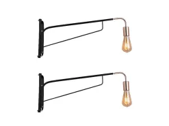 Set Van 2 Hangende Wandlampen - Metaal - L65 X D10 X H25 Cm - Zwart En Koperkleurig - Colwood.-OZAIA Discount